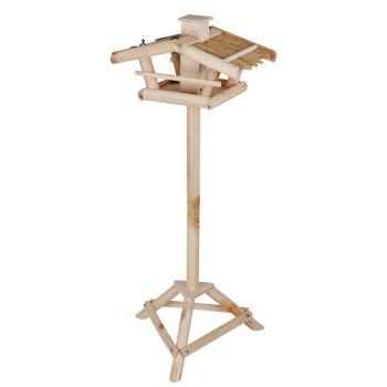 Vogelfutterstation aus unbehandeltem Holz mit Standfuß 49x43x116cm